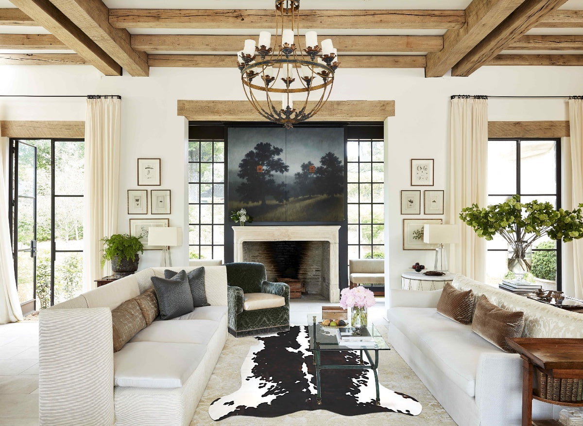 Tricolor X-Large European Cowhide Rug 7'2"H x 6'11"W #A40718 by Hudson Hides
