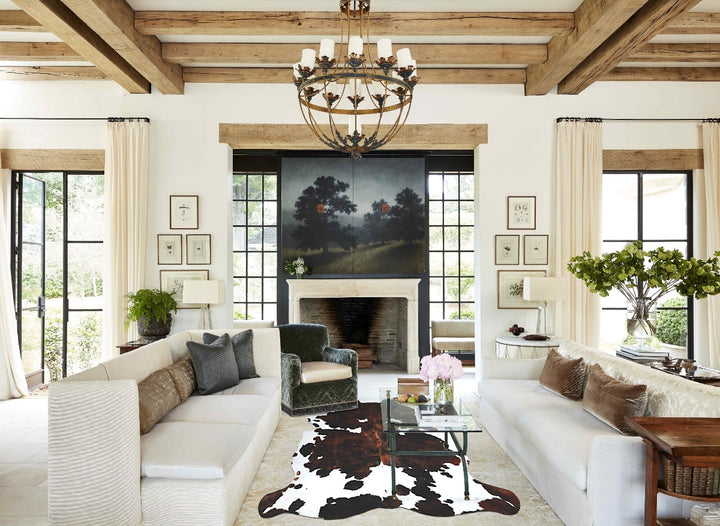Tricolor X-Large European Cowhide Rug 7'2"H x 6'5"W #A40730 by Hudson Hides