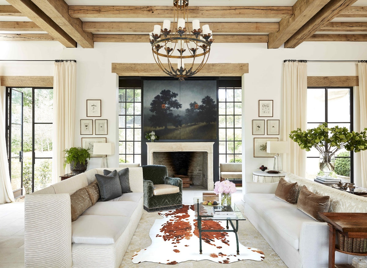 Tricolor X-Large European Cowhide Rug 6'10"H x 6'6"W #A40731 by Hudson Hides