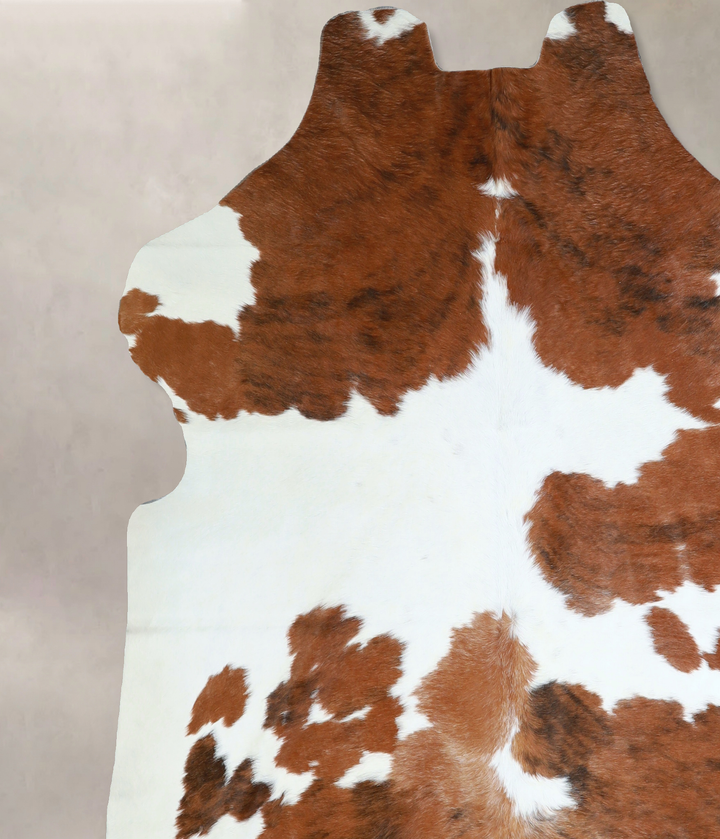 Brown and White X-Large Brazilian Cowhide Rug 6'10"H x 6'3"W #A40737 by Hudson Hides