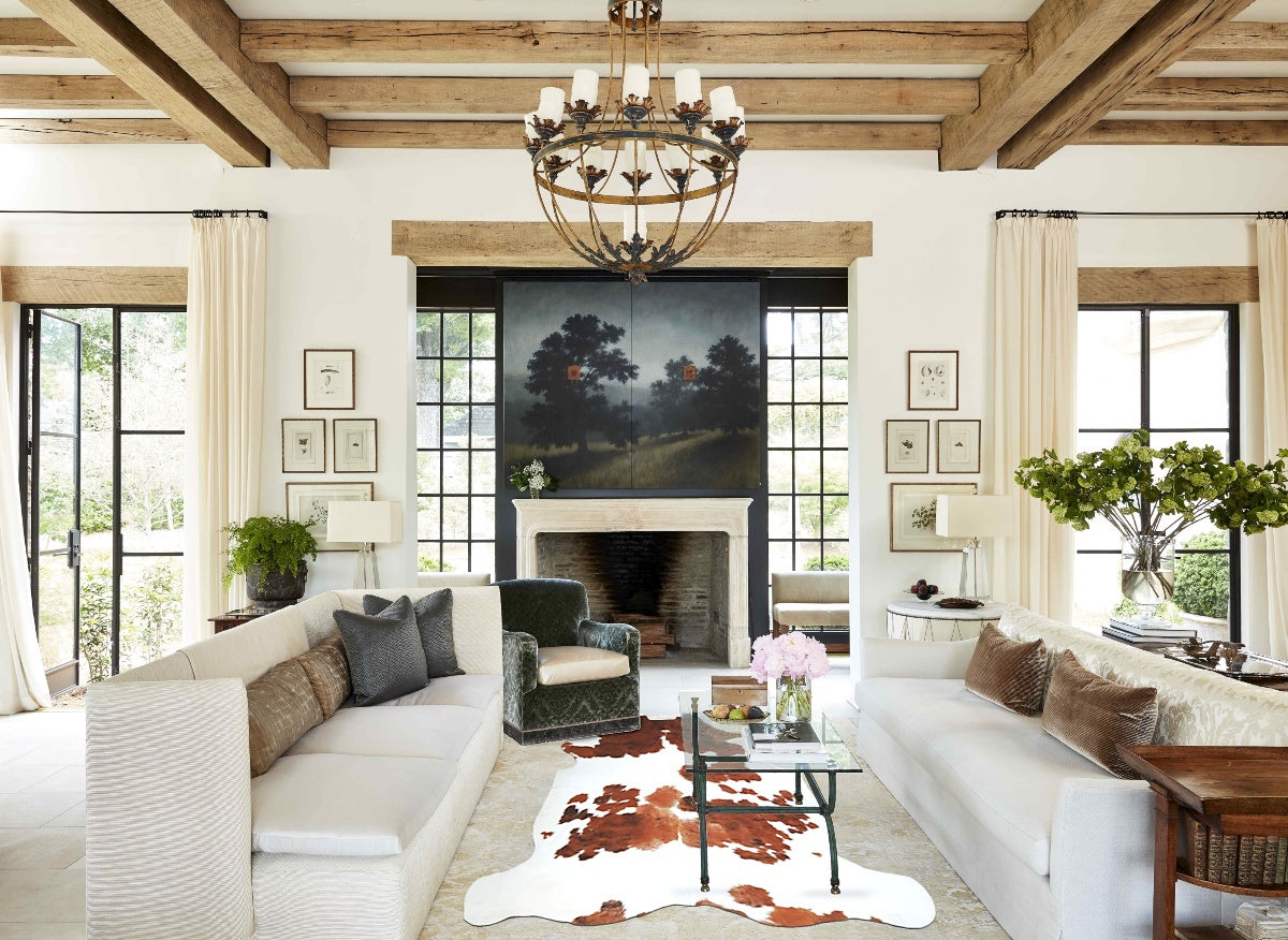 Brown and White X-Large Brazilian Cowhide Rug 6'10"H x 6'3"W #A40737 by Hudson Hides