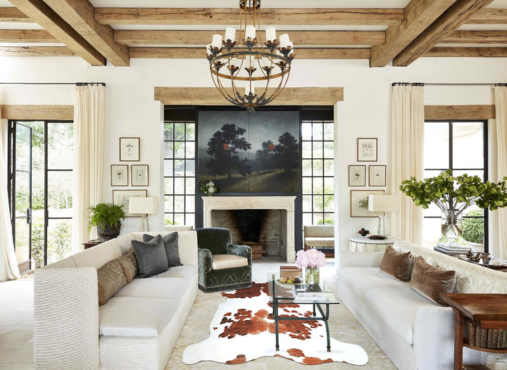 Brown and White X-Large Brazilian Cowhide Rug 6'10"H x 6'3"W #A40737 by Hudson Hides