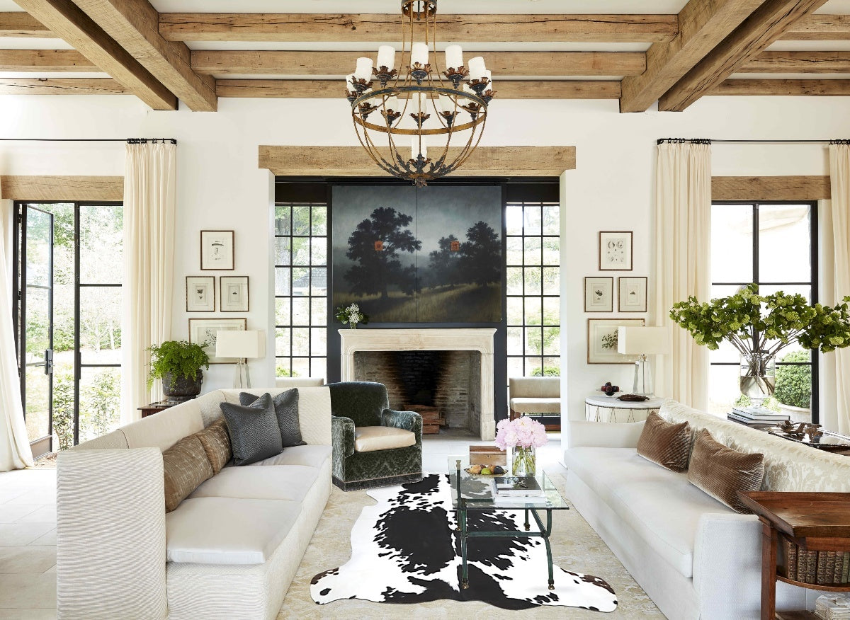 Black and White X-Large Brazilian Cowhide Rug 6'8"H x 6'4"W #A40748 by Hudson Hides