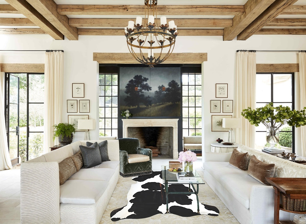 Black and White X-Large Brazilian Cowhide Rug 7'2"H x 6'4"W #A40749 by Hudson Hides