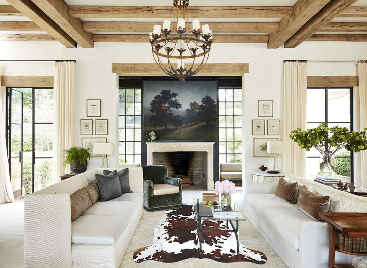 Tricolor X-Large European Cowhide Rug 6'6"H x 6'5"W #A40752 by Hudson Hides