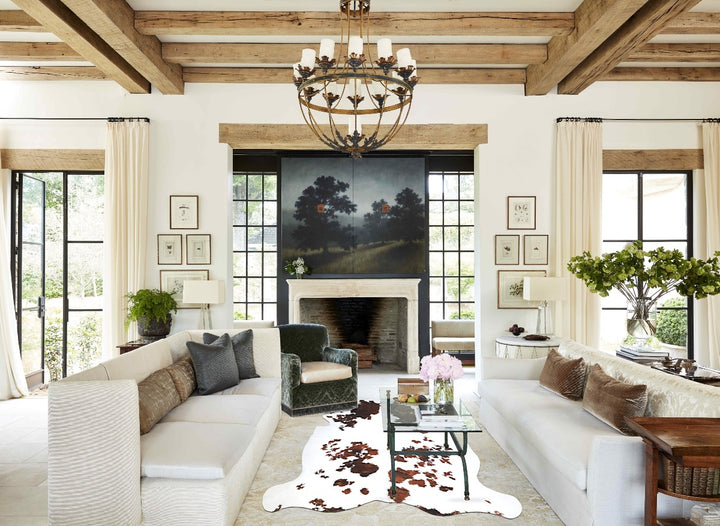 Tricolor Large European Cowhide Rug 6'4"H x 5'10"W #A40755 by Hudson Hides