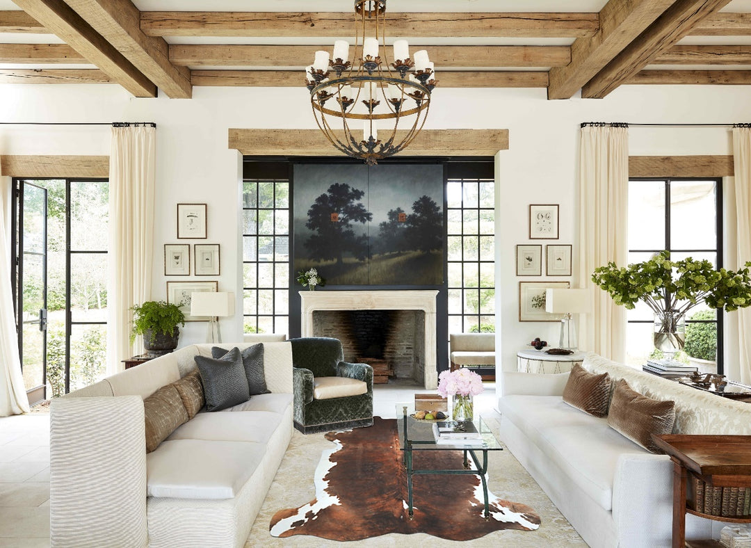 Tricolor X-Large European Cowhide Rug 7'0"H x 6'11"W #A40769 by Hudson