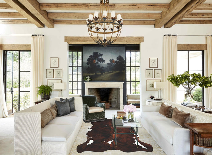 Tricolor X-Large European Cowhide Rug 6'10"H x 6'5"W #A40795 by Hudson Hides