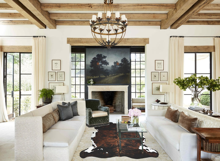 Tricolor X-Large European Cowhide Rug 6'10"H x 6'1"W #A40797 by Hudson Hides