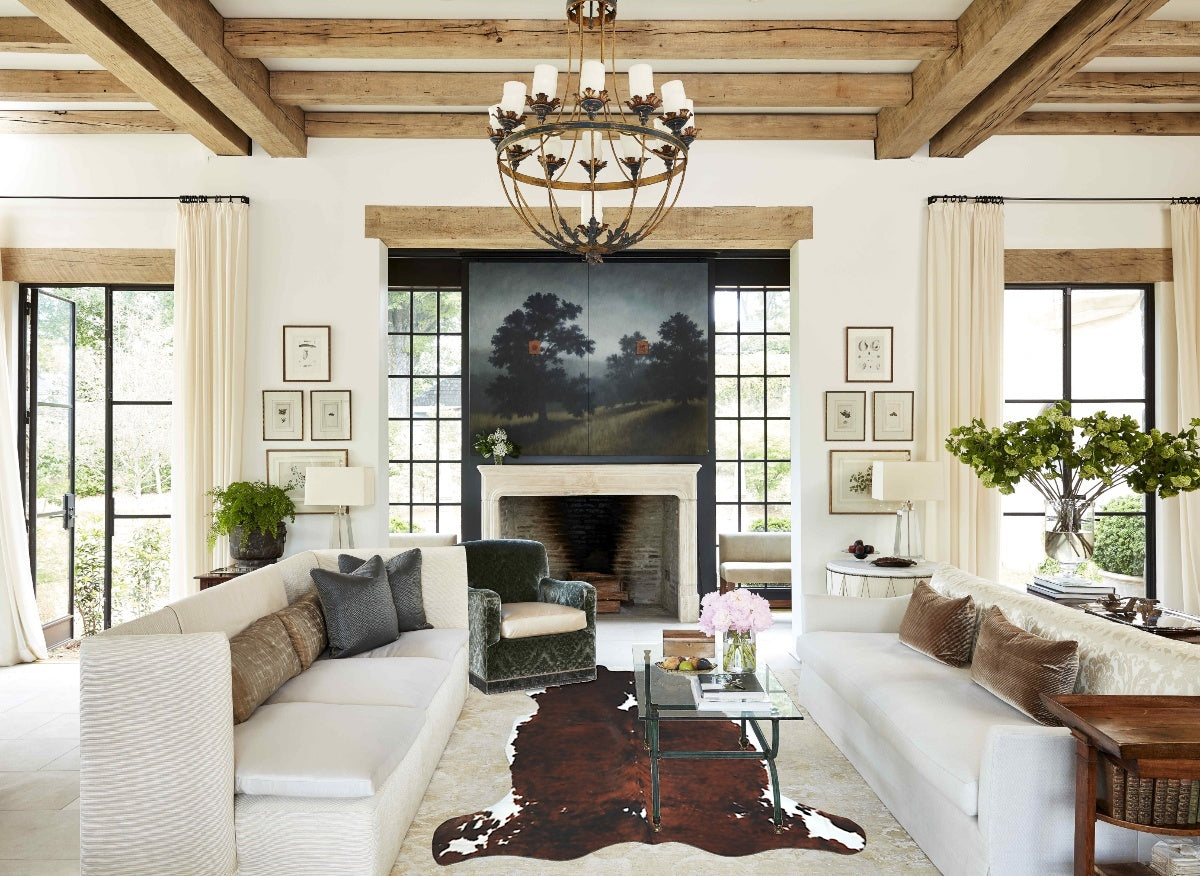 Tricolor X-Large European Cowhide Rug 6'11"H x 6'5"W #A40799 by Hudson Hides