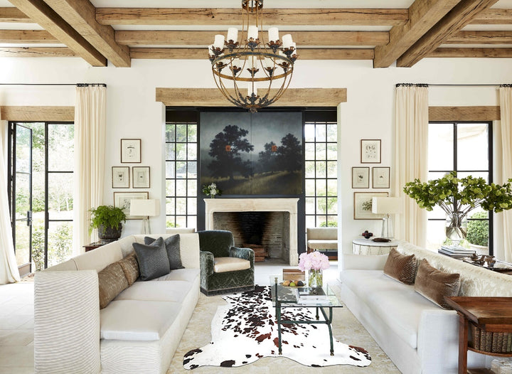 Tricolor XX-Large European Cowhide Rug 7'4"H x 7'4"W #A40806 by Hudson Hides