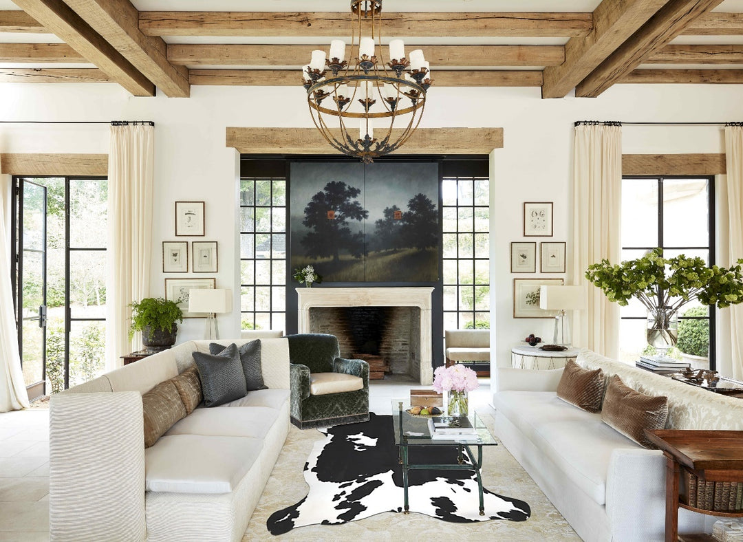 Black and White X-Large Brazilian Cowhide Rug 6'11"H x 6'2"W #A40814 b