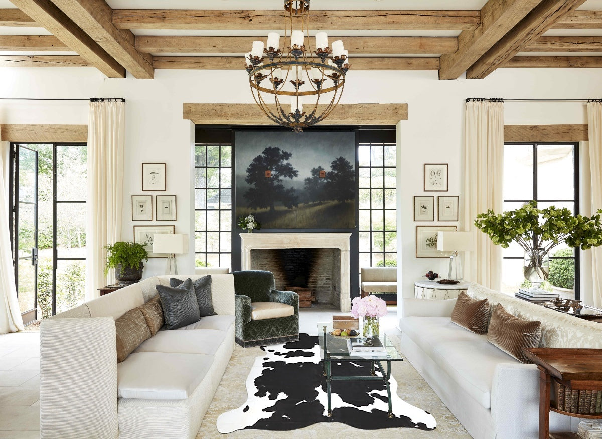 Black and White X-Large Brazilian Cowhide Rug 6'11"H x 6'2"W #A40815 by Hudson Hides