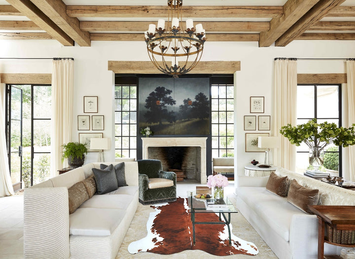 Tricolor X-Large European Cowhide Rug 7'3"H x 6'7"W #A40824 by Hudson Hides