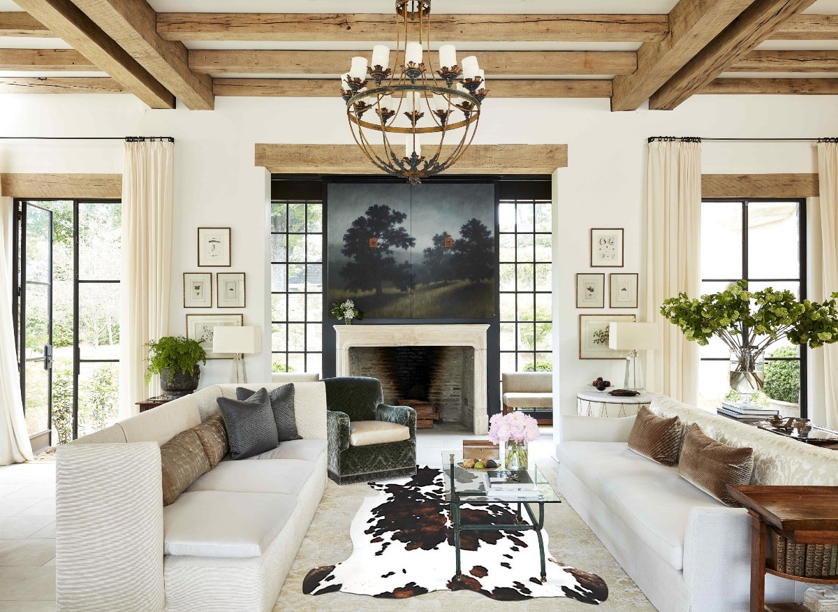 Tricolor X-Large European Cowhide Rug 6'11"H x 6'6"W #A40829 by Hudson Hides