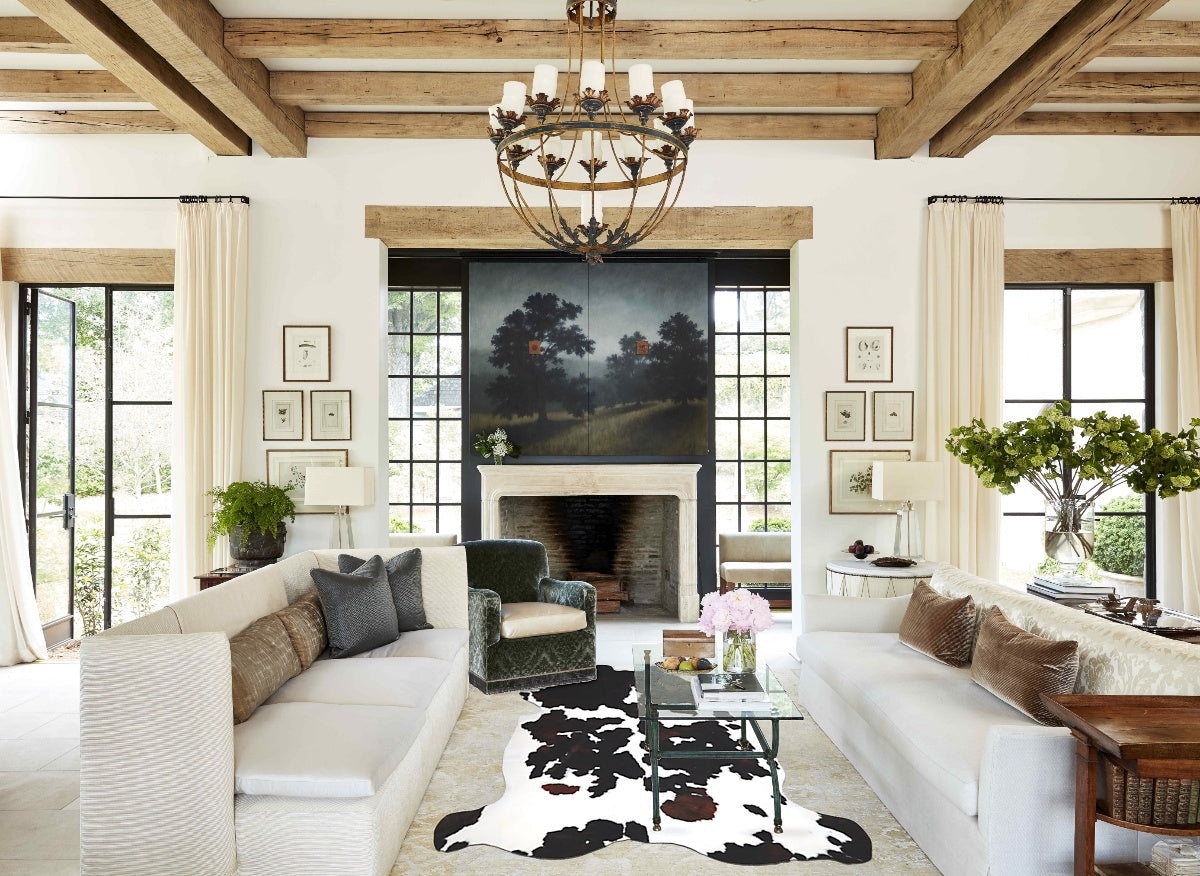Tricolor X-Large European Cowhide Rug 6'11"H x 6'8"W #A40832 by Hudson Hides