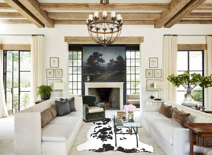 Tricolor X-Large European Cowhide Rug 6'10"H x 6'5"W #A40833 by Hudson Hides