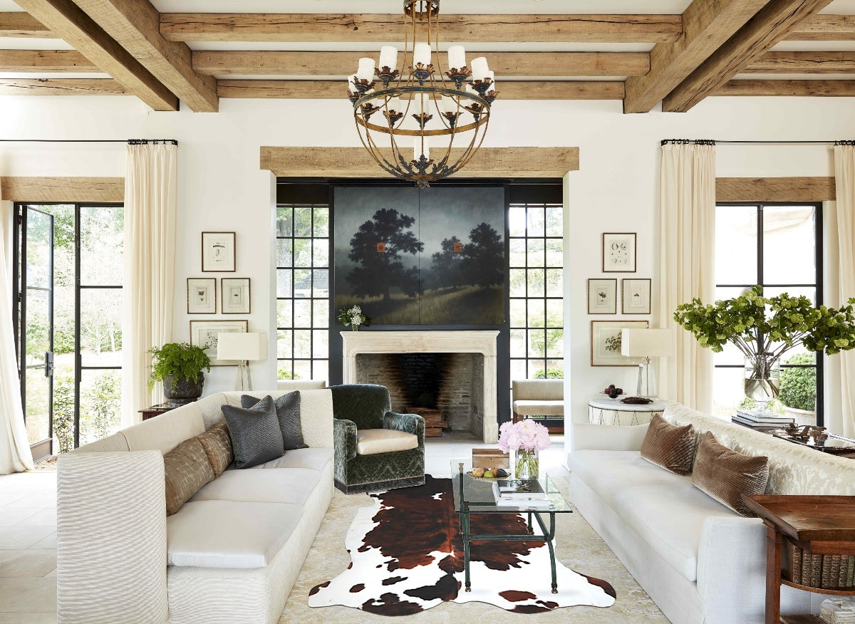 Tricolor X-Large European Cowhide Rug 6'10"H x 6'5"W #A40839 by Hudson Hides