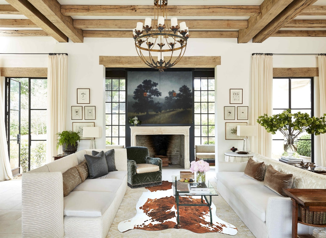 Tricolor X-Large European Cowhide Rug 7'2"H x 6'11"W #A40840 by Hudson
