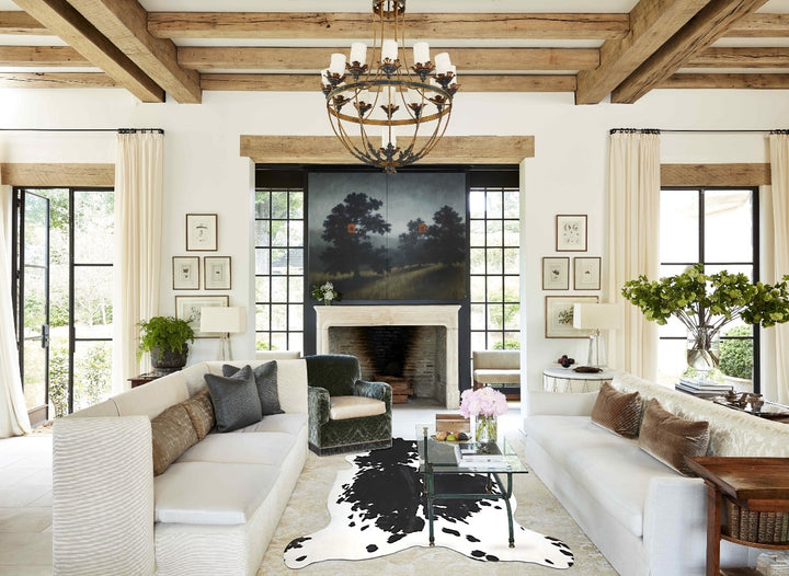 Black and White X-Large Brazilian Cowhide Rug 6'11"H x 6'4"W #A40843 by Hudson Hides