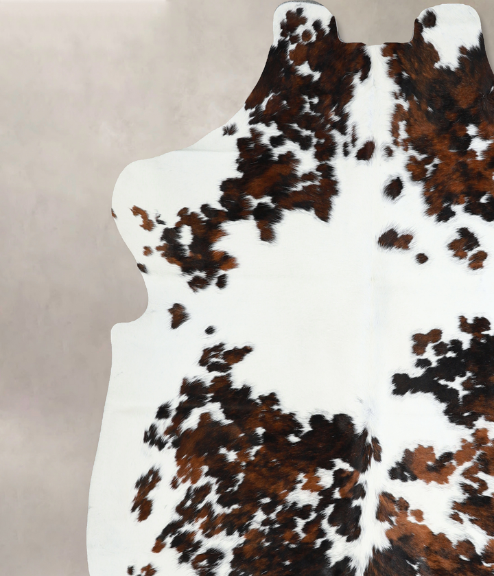 Tricolor X-Large European Cowhide Rug 7'0"H x 6'10"W #A40859 by Hudson Hides
