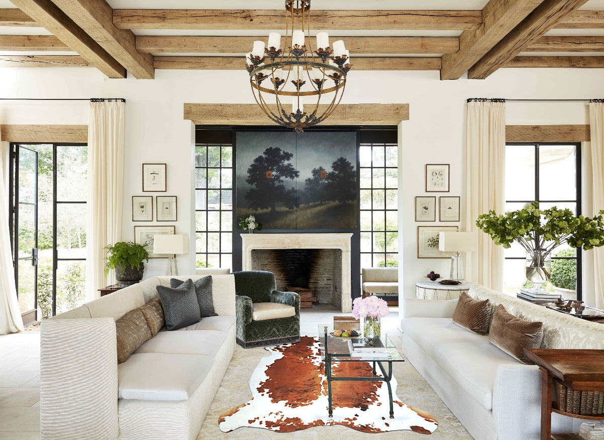 Tricolor X-Large European Cowhide Rug 6'6"H x 6'4"W #A40867 by Hudson Hides