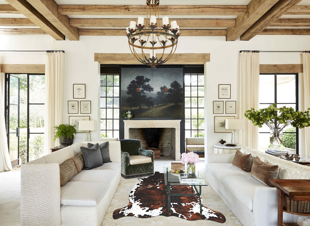 Tricolor X-Large European Cowhide Rug 6'6"H x 6'4"W #A40875 by Hudson 
