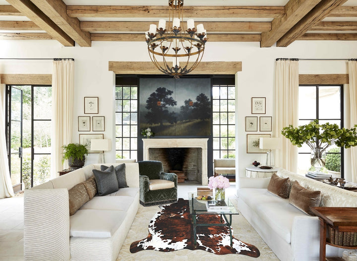 Tricolor X-Large European Cowhide Rug 6'6"H x 6'4"W #A40875 by Hudson Hides