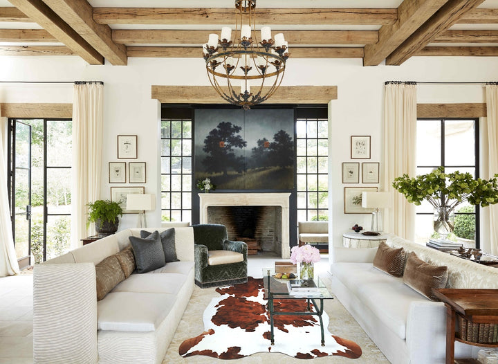Tricolor X-Large European Cowhide Rug 6'10"H x 6'8"W #A40876 by Hudson Hides