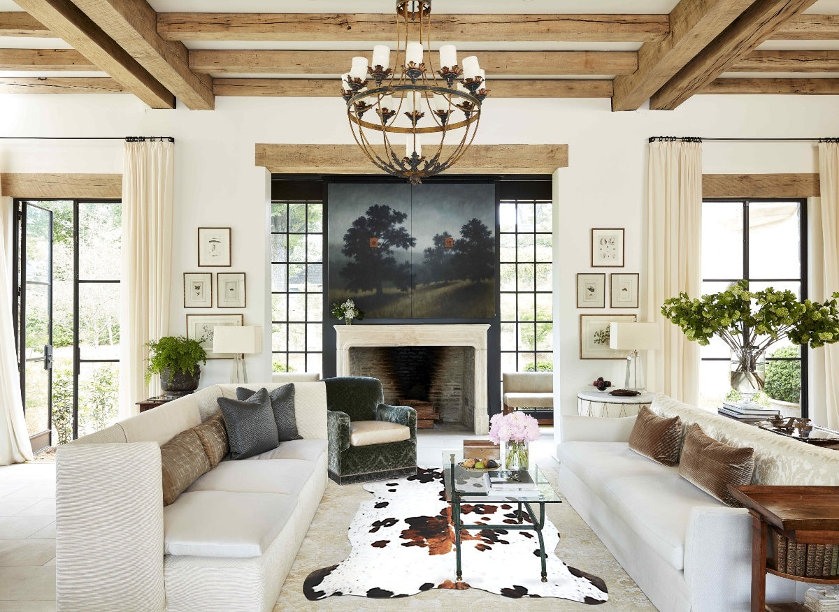 Tricolor X-Large European Cowhide Rug 7'0"H x 6'1"W #A40878 by Hudson Hides