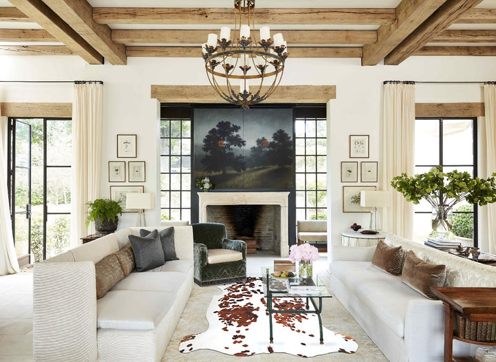 Tricolor X-Large European Cowhide Rug 6'11"H x 6'9"W #A40881 by Hudson Hides