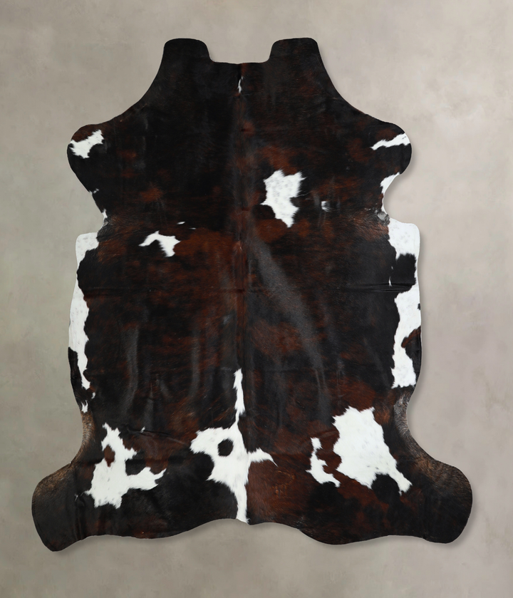 Tricolor X-Large European Cowhide Rug 7'1"H x 6'9"W #A40885 by Hudson Hides