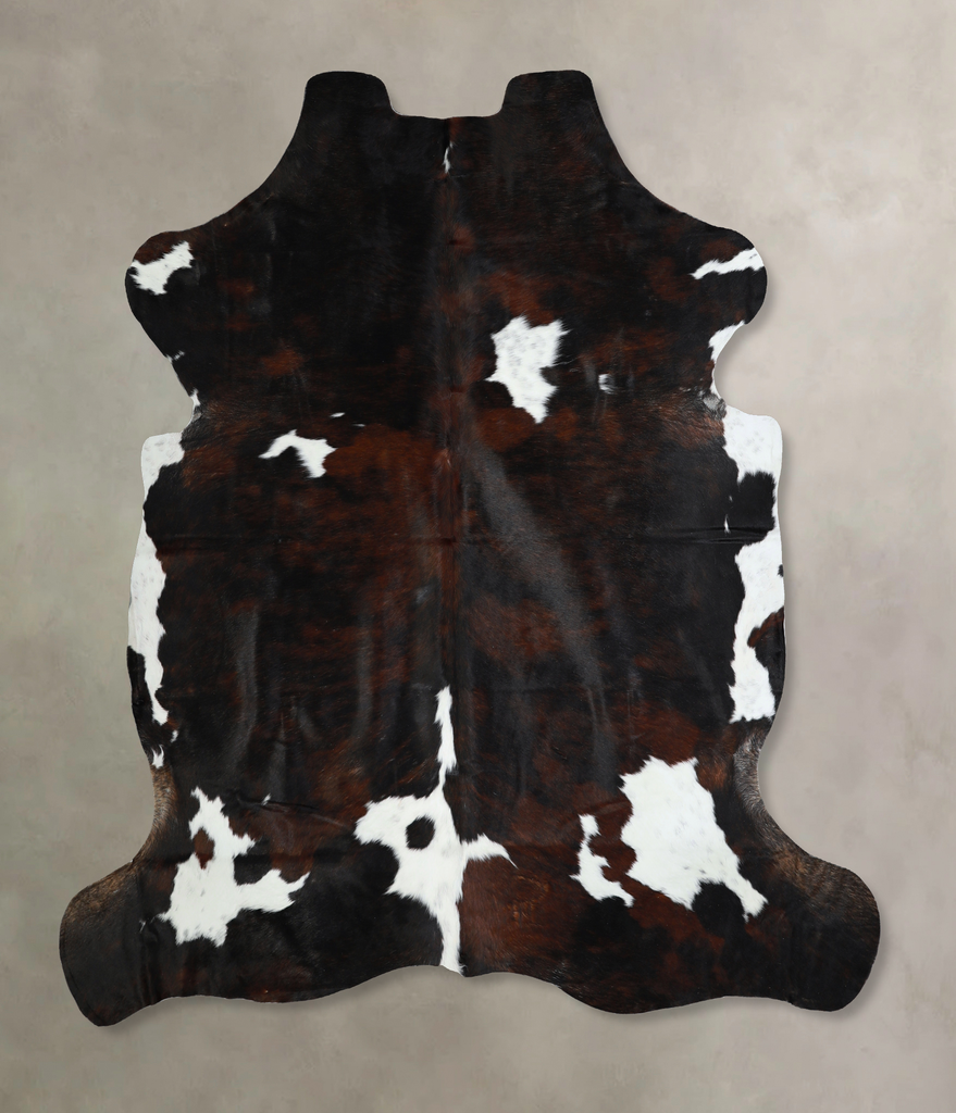 Tricolor X-Large European Cowhide Rug 7'1"H x 6'9"W #A40885 by Hudson Hides