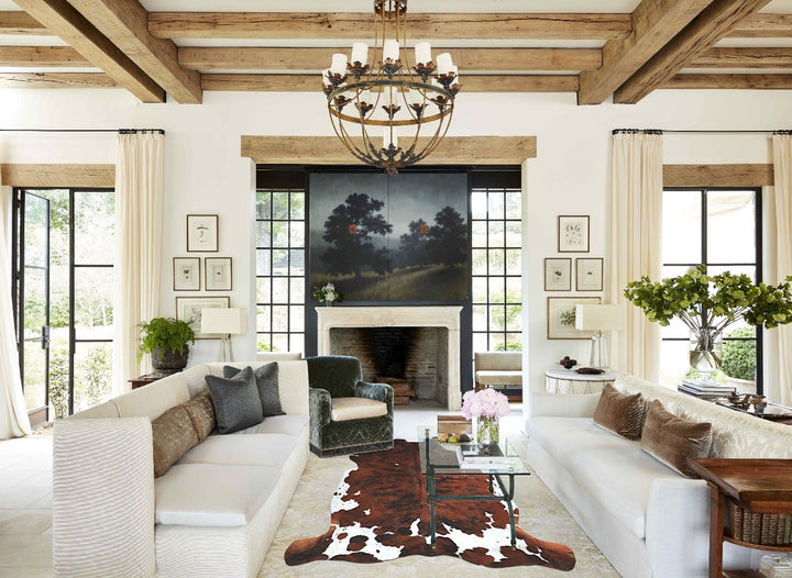 Tricolor X-Large European Cowhide Rug 6'10"H x 6'5"W #A40903 by Hudson Hides