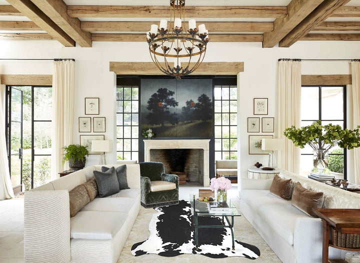 Black and White X-Large Brazilian Cowhide Rug 6'8"H x 6'1"W #A40909 by Hudson Hides