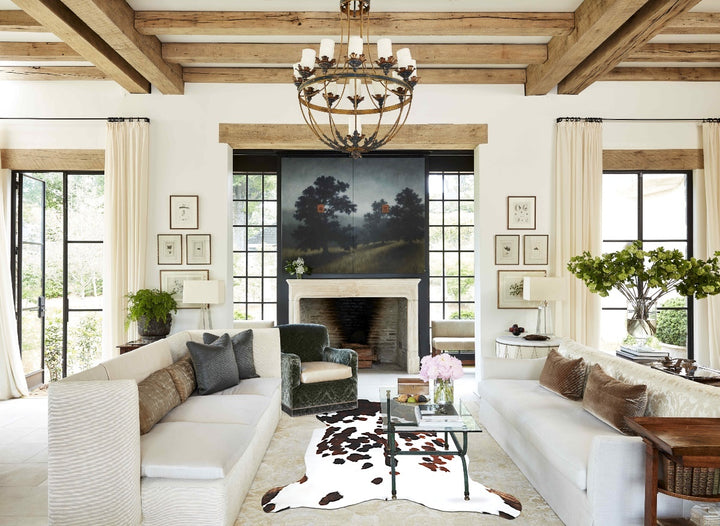 Tricolor X-Large European Cowhide Rug 6'10"H x 5'11"W #A40914 by Hudson Hides