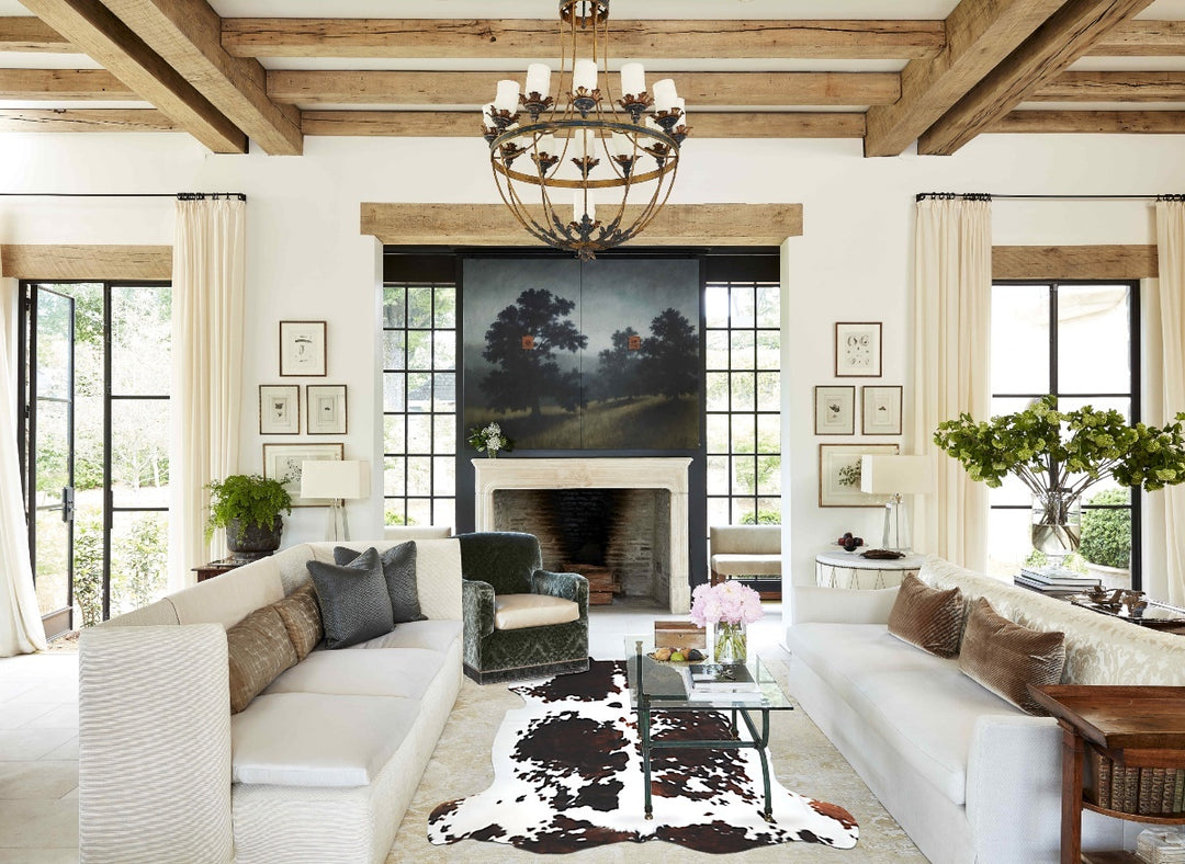 Tricolor X-Large European Cowhide Rug 7'2"H x 6'11"W #A40917 by Hudson