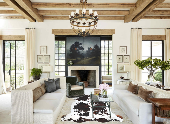 Tricolor X-Large European Cowhide Rug 7'2"H x 6'11"W #A40917 by Hudson Hides