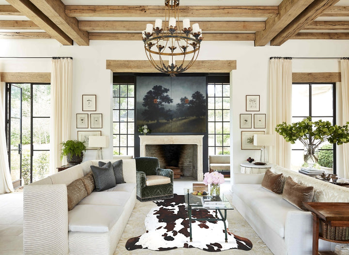 Tricolor X-Large European Cowhide Rug 6'11"H x 6'2"W #A40924 by Hudson Hides