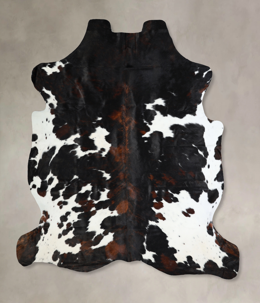 Tricolor X-Large European Cowhide Rug 7'1"H x 6'4"W #A40926 by Hudson Hides