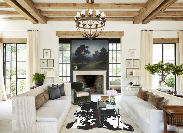 Tricolor X-Large European Cowhide Rug 7'1"H x 6'4"W #A40926 by Hudson Hides