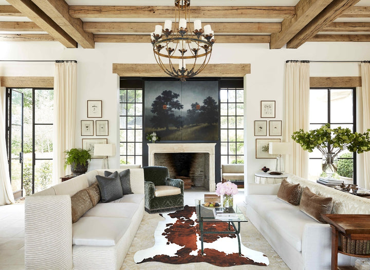 Tricolor X-Large European Cowhide Rug 7'1"H x 6'7"W #A40930 by Hudson Hides