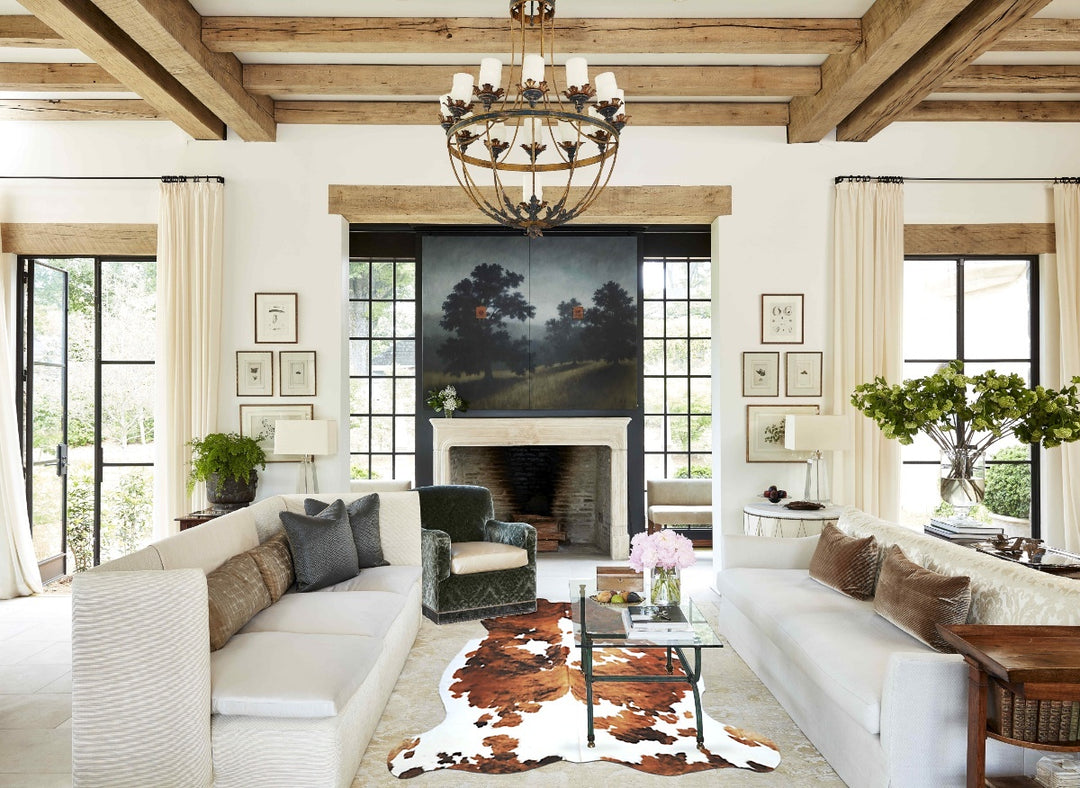 Tricolor X-Large European Cowhide Rug 7'1"H x 6'3"W #A40952 by Hudson 