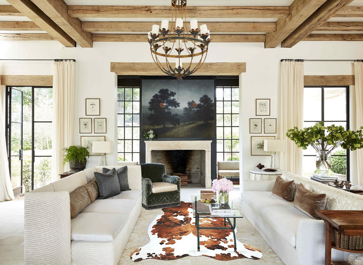 Tricolor X-Large European Cowhide Rug 7'1"H x 6'3"W #A40952 by Hudson Hides