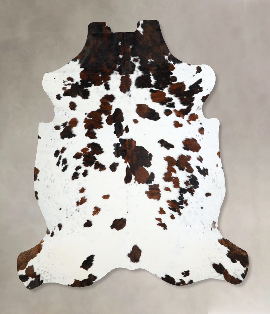 Tricolor X-Large European Cowhide Rug 7'1"H x 6'11"W #A40953 by Hudson Hides