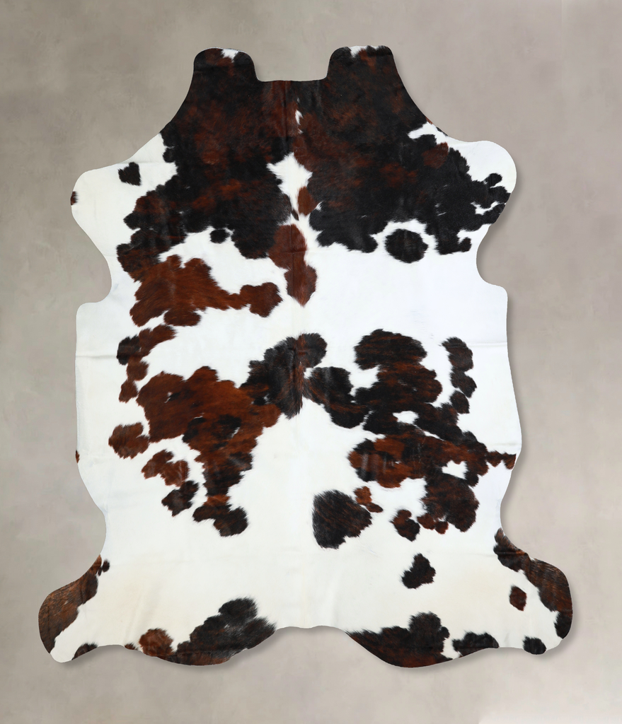 Tricolor X-Large European Cowhide Rug 7'1"H x 6'8"W #A40955 by Hudson Hides