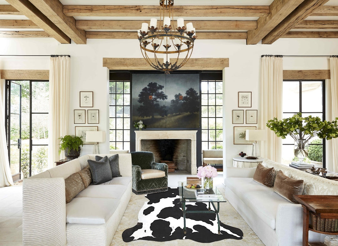 Black and White X-Large Brazilian Cowhide Rug 6'9"H x 6'7"W #A40956 by