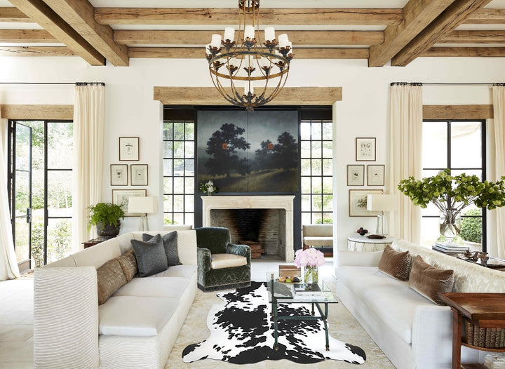 Black and White X-Large Brazilian Cowhide Rug 6'9"H x 6'1"W #A40960 by Hudson Hides