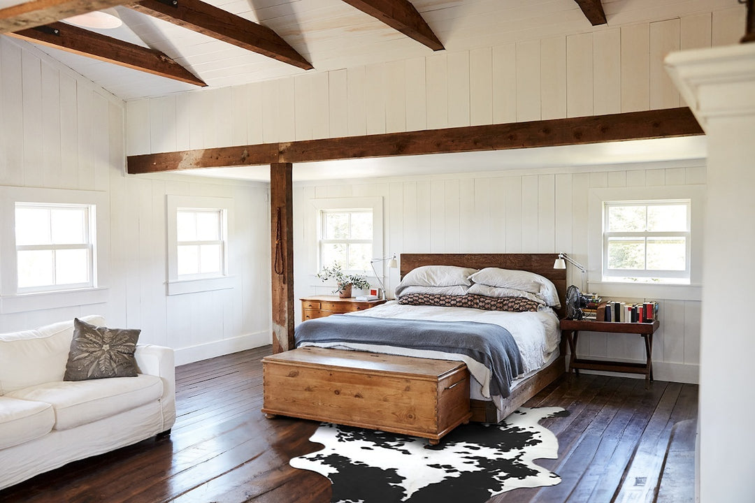 Black and White X-Large Brazilian Cowhide Rug 6'9"H x 6'1"W #A40960 by