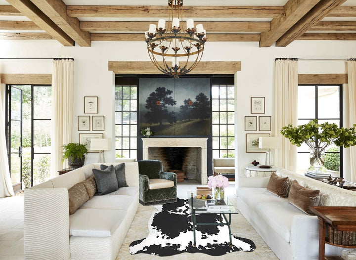 Black and White X-Large Brazilian Cowhide Rug 6'6"H x 6'5"W #A40975 by Hudson Hides